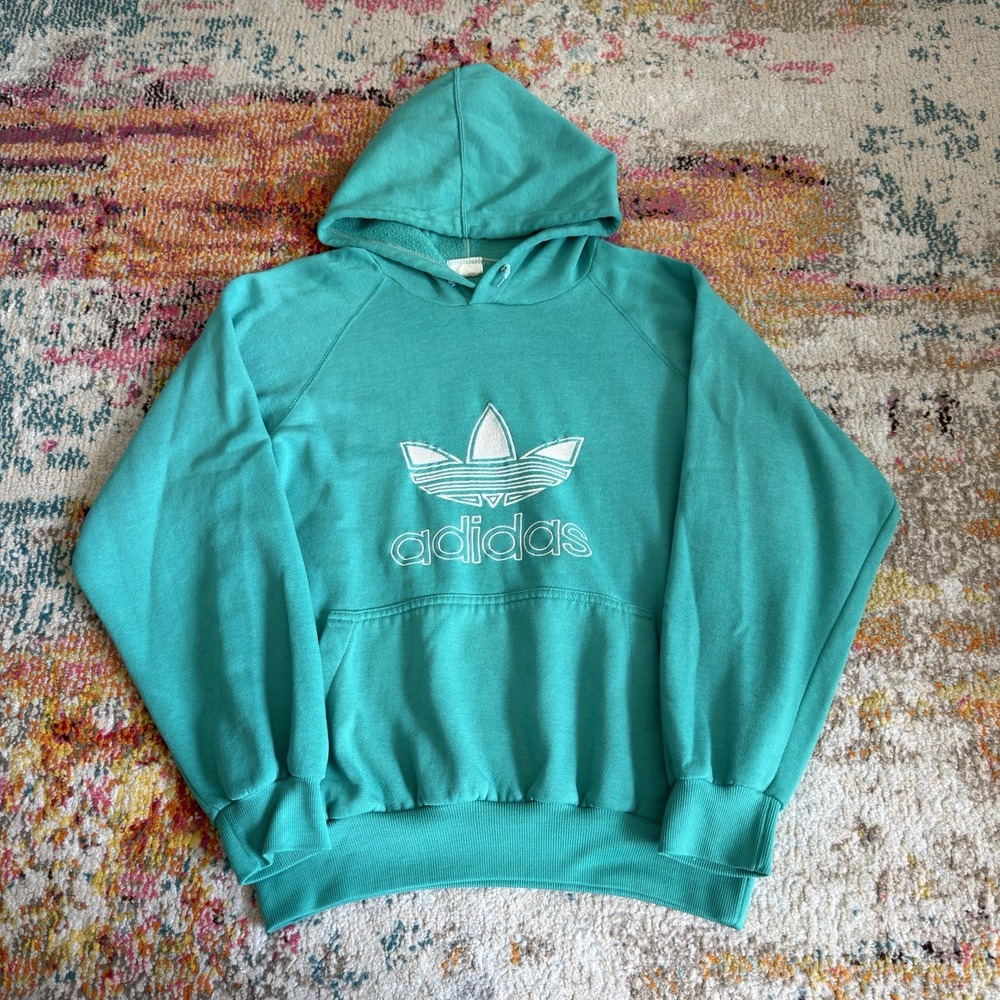 Vintage 80s Adidas Trefoil Embroidered Hoodie Check measurements